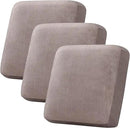 H.VERSAILTEX Velvet Stretch Couch Cushion Cover Plush Cushion Slipcover for Chair Loveseat Sofa Cushion Furniture Protector Seat Cushion Sofa Cover (3 Piece XL Sofa Cushion Covers, Taupe Striped) by CozyNest Decor