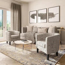 BELLEZE Accent Barrel Chair Set of 2, Linen Round Chair Club Tub Sofa Corner Chair with Flared Legs and Cozy Soft Padding for Living Room Bedroom Waiting Room - Black & Beige by CozyNest Decor