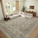Washable 9x12 Area Rugs for Living Room, Boho Non-Slip Silicone Backing Rugs for Bedroom Dining Room Nursery Office, 0.3" Neutral Oriental Throw Carpet with 0.16" Cushioning Pad, Light Brown/Multi by TinyTreasures Baby Boutique