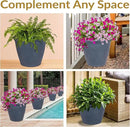 Sunnydaze 24-Inch Anjelica Large Plastic Pot for Plants - Outdoor Polyresin Round Planter with Drillable Drainage Holes - Slate - 2pk by GreenHaven Gardens