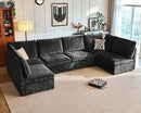 Oversized Modular Sofa Comfy Cloud Couch with Storage, Extra Deep Plush Sectional Sofa Set for Living Room, Covers Washable, Chenille, Olar (Black, 6-Seater with 2 Corners, u-Shaped) by CozyNest Decor