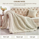 Carriediosa Chunky Knit Throw Blanket 60" X 80" Twin, 100% Hand Made Large Chenille Loop Yarn Soft Fluffy Throws for Couch Sofa Bed, Big Crochet Cozy Heavy Thick Cable Woven Blanket, Light Beige by CozyNest Decor