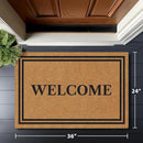 Barnyard Designs Natural Coco Coir Heavy Duty Backing Doormat - Large Cute Non-Slip Front Door Welcome Mat for Outside Entrance or Porch Entry, Brown (24x36, Welcome) by CozyNest Decor