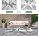 GENIMO Outdoor Rug 6' x 9' Waterproof for Patios Clearance, Reversible Plastic Straw Camping Carpet, Large Area Rugs Mats RV, Picnic, Backyard, Deck, Balcony, Porch, Beach, Grey&White by CozyNest Decor