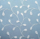 MIUCO Floral Embroidered Semi Sheer Curtains Faux Linen Grommet Window Curtain for Living Room 52 x 84 Inch 2 Panels, Dusty Blue by CozyNest Decor