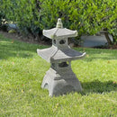 Galt International 2 Tier Pagoda Garden Statue LED Solar Powered Light 26" Tall Outdoor Zen Garden Lantern Landscape Lawn Asian Pagoda Stupa Decor Grey Resin by CozyNest Decor