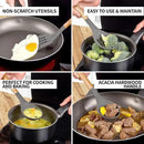 Zulay Kitchen Utensils Set Non-Stick Silicone Cooking Utensils Set with Authentic Acacia Wood Handles - 5 Piece Silicone Utensil Set - Kitchen Utensils Set with 464°F Heat Resistance - Gray by CozyNest Decor