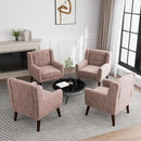 UIXE Accent Chair, Velvet Upholstered Armchair for Living Room, Modern Club Arm Chairs Comfy Single Sofa Button Tufted Bedroom Reading Seat - Skin Pink, Set of 4 by CozyNest Decor