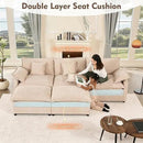 108" U Shaped Couch, Modular Sectional Sofa, 3-Seater Comfy Cloud Couch with Movable Ottoman, Deep Seat Couches for Living Room, Chenille, Flat White by CozyNest Decor