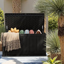 JUMMICO 90 Gallon Waterproof Resin Deck Box, Double Wall Outdoor Storage Box with Lockable Lid for Garden Tools, Patio Cushions, Pools (Black) by CozyNest Decor