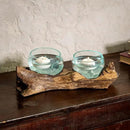 Cape Craftsmen Set of 2 Terrariums | Hand-Blown Blue Tinted Bubble Glass On Natural Teak Driftwood Terrarium | Home Décor Indoor Planter with Stand | Pot for Succulent and Plants by GreenHaven Gardens