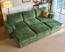 Oversized Modular Sofa Comfy Cloud Couch with Storage, Extra Deep Plush Sectional Sofa Set for Living Room, Covers Washable, Chenille, Olar (Green, 6-Seater with 3 Ottomans, Sleeper) by CozyNest Decor