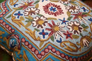 Turquoise Floral Pillow Cover Traditional Blue Flower Pillowcase Traditional Outdoor Cushion Suzani Flower Throw Florals Chair Farmhouse Hand Embroidered Cushions Wool 18x18 Inch by CozyNest Decor