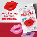 BioSwiss Bandages, Lips Shaped Self Adhesive Bandage, Latex Free Sterile Wound Care, Fun First Aid Kit Supplies for Kids, 24 Count by TinyTreasures Baby Boutique