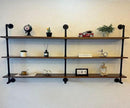 ROGMARS Industrial Pipe Wall Shelves Pipe Shelving with Real Wood Plank,70 Inches Floating Shelves for Wall Farmhouse Pipe Book Shelves Dark Brown 3Tier for Kitchen,Living Room Decor and Bar Shelving by CozyNest Decor
