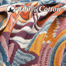 Snycler Boho Throw Blanket for Bed - 100% Cotton Ultra Soft Rustic Quilt Fall Blanket - Orange Floral Printed Farmhouse Decor Bed Blankets, 60"×80" All Season Rustic Throw for Sofa Couch Chair by CozyNest Decor