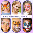 42 Colors Kids Face Painting Kit,Non Toxic Water Activated Face Paint Palette with 5 Reusable & 45 Sticky Stencils,11 Brushes,2 Gems.Ideal for Mardi Gras,Halloween,Christmas,makeup,Parties,Makeup etc. by TinyTreasures Baby Boutique