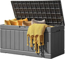 JUMMICO 83 Gallon Outdoor Deck Box Large Resin Storage Box for Patio Furniture Cushions, and Garden Tools (Gray) by CozyNest Decor