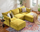 102.6" U Shaped Modular Sectional Sofa, 5 Seater Couch with Storage Ottoman Deep Seat and High Backrest with Removable Cover for Living Room, Apartment - Chenille Yellow by CozyNest Decor