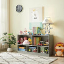Toy Organizers and Storage, 5-Section Kids Bookshelf for Organizing Books Toys, School Classroom Wooden Storage Cabinet for Children's Room, Playroom, Nursery (Grey) by CozyNest Decor