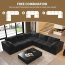 118" V Shaped Corner Modern Sofa Modular Sectional Cloud Couch,Deep Seat Upholstered Couches with Plush Corduroy Fabric for Living Room Furniture,Bedroom and Apartment,No Assembly Required,Black by CozyNest Decor