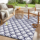 OLANLY Reversible Outdoor Rug 6x9 ft Clearance, Waterproof Outdoor Plastic Straw Rug with Interlacing Pattern, RV Mat for Patio, Camping, Balcony, Deck, Backyard, Navy & White by CozyNest Decor