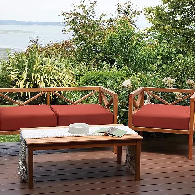 Classic Accessories Ravenna Water-Resistant 25 x 25 x 5 Inch Square Patio Seat Cushion Slip Cover & Foam, Spice, Lounge Chair Cushion, photo 14 of 19
