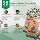 Organo Republic 22 Lettuce & Salad Greens Seeds Variety Pack 24,700+ Non-GMO Heirloom Lettuce Seeds for Indoor & Outdoor Garden, Hydroponics, Aerogarden - Arugula, Kale, Spinach, Swiss Chard, Lettuce by GreenHaven Gardens