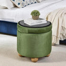 Furniliving Upholstered Button Tufted Round Ottoman, Velvet Storage Ottomans Round, Removable Lid Convenient Footstools, Bedroom Ottoman with Storage for Vanity, Living Room, Green by CozyNest Decor