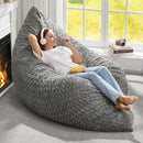 Hobestluk 3 in 1 Bean Bag Chair Giant Bean Bag Chairs for Adults with Chevron Plush Fur Cover Convertible Bean Bag Floor Cushion with Machine Washable Cover for Living Room (Chevron Plush Grey) by CozyNest Decor
