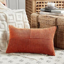Fancy Homi Set of 2 Burnt Orange Long Lumbar Decorative Throw Pillow Covers 16x24 Inch for Living Room Couch Bed, Boho Farmhouse Fall Home Decor, Soft Corduroy Corss Textured Cushion Case 40x60 cm by CozyNest Decor