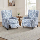 UIXE Floral Pushback Recliner Chairs Set of 2, Fabric Upholstered Armchair Push Back Accent Chair for Living Room, Rivet Trim Club Chair Home Theater Single Sofa Reading Seat - Navy Blue by CozyNest Decor