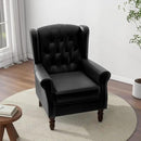 Accent Chair, Upholstered Armchair with Button Tufted High Back & Solid Wood Legs, Comfy Wingback Reading Single Sofa Chair for Small Spaces, Living Room, Bedroom (Leather Black, Set of 1) by CozyNest Decor