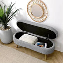 Oval Storage Bench 43.5" Linen Fabric Upholstered Entryway Bench with Solid Wood Legs Ottoman Bench Indoor Bench for Living Room/Bedroom/End of Bed/Entryway (New Grey) by CozyNest Decor