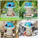 Mushroom Solar Bird Feeders for Outdoors Hanging Metal Wild Bird Feeder Garden Lantern with S Hook for Garden Decoration Blue by CozyNest Decor