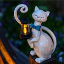 WHIMSYNOOK 10.7" White Cat Solar Garden Light Statue – Outdoor Garden & Yard Decor, LED Lantern, Gift for Cat Lovers by CozyNest Decor