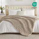 Carriediosa Chunky Knit Throw Blanket 60" X 80" Twin, 100% Hand Made Large Chenille Loop Yarn Soft Fluffy Throws for Couch Sofa Bed, Big Crochet Cozy Heavy Thick Cable Woven Blankets, Taupe by CozyNest Decor