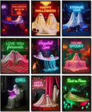 LANCHI95 Halloween Ghosts Wall Art Halloween Wall Art Gothic Romantic Couple Cute Ghost Wall Decor Pictures Horror Wall Decor for Living Room Bedroom, Set 9pcs - 8x10 in (UNFRAMED) by CozyNest Decor
