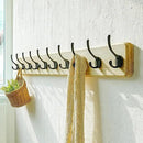 Dseap Coat Rack Wall: 38-1/4" Long, Patented, Heavy-Duty, 10-Double-Hooks Wooden Wall Mounted Coat Rack Coat Hanger Hook Rail for Winter Coats Hat Jacket Clothing, Light Brown, Pack of 2 by CozyNest Decor