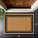 Barnyard Designs Natural Coco Coir Heavy Duty Backing Doormat - Large Cute Non-Slip Front Door Welcome Mat for Outside Entrance or Porch Entry, Brown (24x36, Border) by CozyNest Decor