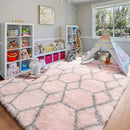 ONASAR Area Rugs for Bedroom Living Room, Washable 4x6 Fluffy Pink and Grey Throw Rug, Shaggy Geometric Soft Plush Floor Carpet for Nursery Girls Teen Playroom Dorm Home Decor Aesthetic by TinyTreasures Baby Boutique