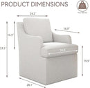 VKNOW Upholstered Dining Chairs, Modern Kitchen Chairs Dinner Chairs with 4 Casters, Linen Armchair for Bedroom Reading Room Living Room, Light Grey by CozyNest Decor