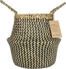 Olive Tree Basket – Small Seagrass Plant Pot for Tall Indoor Artificial Trees, Woven Planter 8-9 Inches, Wicker Baskets for Decorative Storage (Black, Medium) by GreenHaven Gardens