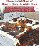 Tricolor Cowhide Rug Classic Brown, Black and White Color Mix, Natural Leather Hide, Area Rug (6x7ft) by CozyNest Decor