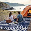 GENIMO Outdoor Rug 5' x 8' Waterproof for Patio Clearance, Reversible Plastic Straw Camping Carpet, Lightweight Mats for Rv, Backyard, Deck, Porch, Picnic, Beach, Balcony, Blue & White by CozyNest Decor