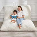 Hobestluk 3 in 1 Bean Bag Chair Giant Bean Bag Chairs for Adults with Chevron Plush Fur Cover Convertible Bean Bag Floor Cushion with Machine Washable Cover for Living Room (Chevron Plush White) by CozyNest Decor