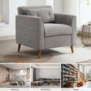 Mid Century Modern Accent Chairs, Chenille Grey Upholstered Armchair,Living Room Chairs with Wooden Legs, Side Single Sofa Chair for Bedroom, Office Cafe Waiting Room Apartment by CozyNest Decor