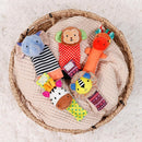 The Peanutshell Sock Rattles Set of 5 - Girl Boy Rattle Socks, Baby Toys 0-6-12 Month, Animal Newborn High Contrast Baby, Infant, Newborn Toys 0-3 0-6 Months Old Babies - Safari by TinyTreasures Baby Boutique
