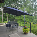 PURPLE LEAF 9' X 12' Patio Umbrella with Base Outdoor Rectangle Umbrella Large Cantilever Umbrella Heavy Duty Outdoor Market Umbrella for Garden Deck Backyard Pool Navy by GreenHaven Gardens