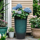 23.6" H Large Tall Outdoor Planters, Set of 2 Plastic Large Flower Pots for Outdoor Plants, with Gradient Turquoise Finish, Weather-Resistant for Porch, Garden, Patio or Indoor Use by CozyNest Decor